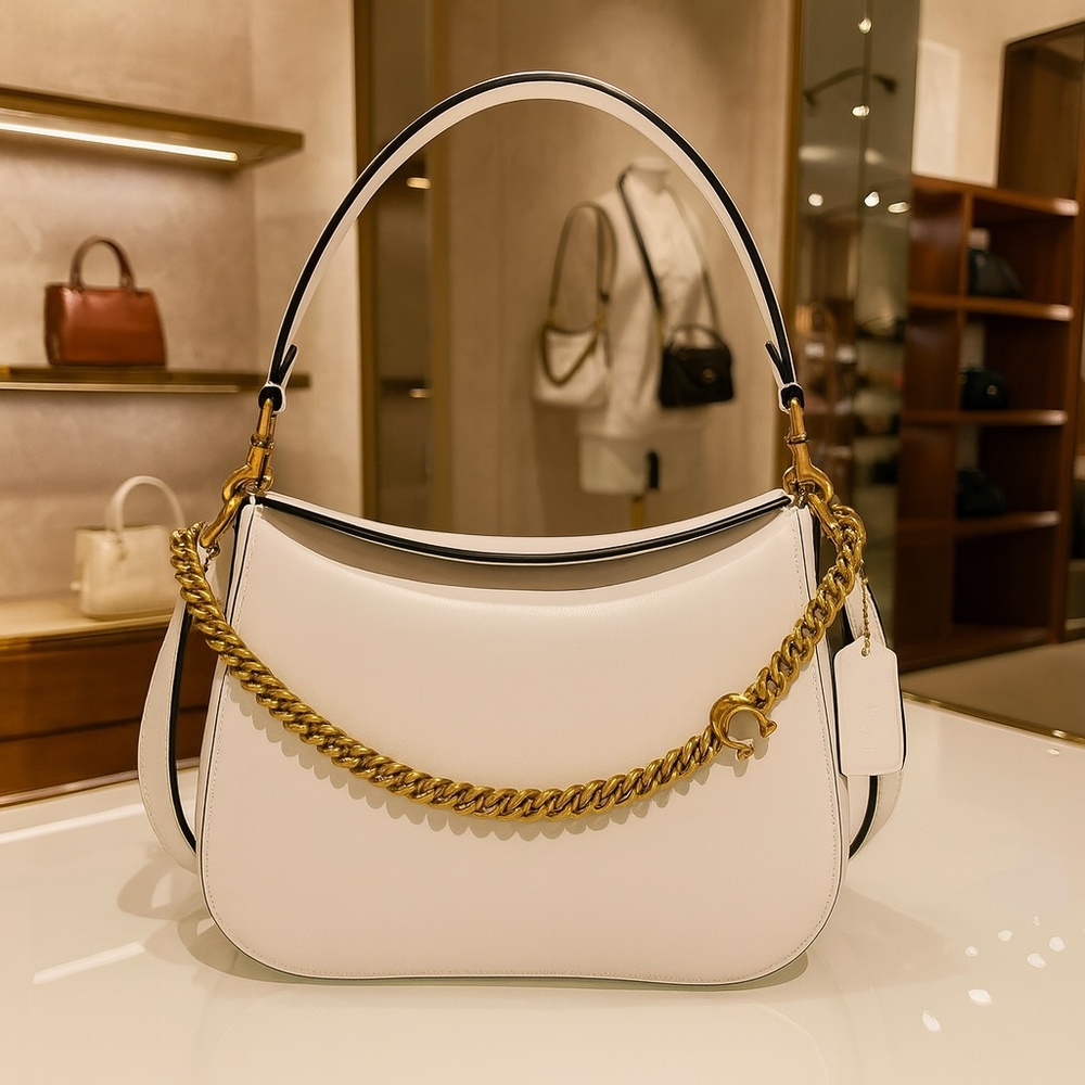 COACH Chalk Signature Chain Hobo Shoulder Bag